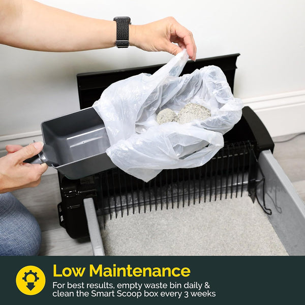 Pet Zone Self Cleaning Automatic Cat Litter Box - Smart Scoop Cat Litter Box with 6 Bags & Carbon Filter for up to Two Cats 6-16 Pounds
