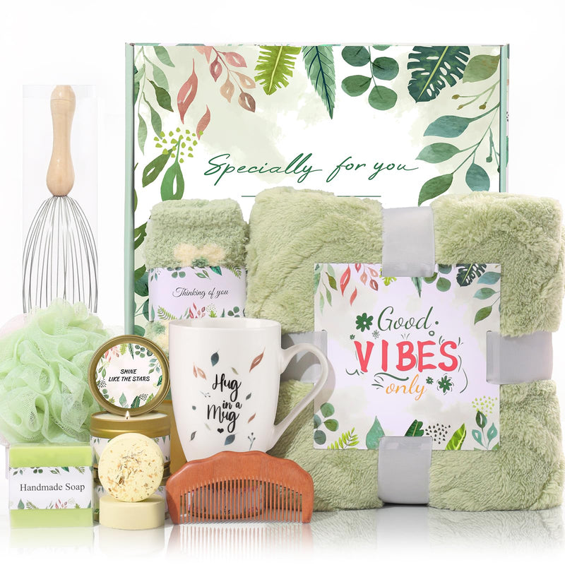 Solemon Green Gift Baskets for Women - Care Package for Women, Mom, Her, Wife, Sisters, Friend, Coworker, Grandma, St Patricks Day gifts