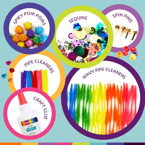 Dan&Darci Arts & Crafts Supplies Kit for Kids and Toddlers - with Storage Bin - Kid & Toddler Art & Craft Set Ages 3, 4, 5, 6, 7 & 8 Years Old -