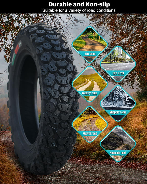 3.50-10 Tire 3.50 10 Inch Tubeless Tire 3.50-10 Offroad Snow Knobby Tire for Front/Rear Replacement Spare Accessory Fits on 10 Inch 58J 8 P.R.