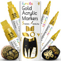 5 Acrylic Gold Paint Pen Metallic - Gold Marker Metallic Paint for Wood, Fabric, Canvas, Leaf, Tire, Metal, Glass - Permanent Pen Fine Tip, Thin