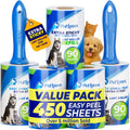 Petlovers Extra Sticky Lint Roller Mega Value Set 450 Sheets for Pet Hair Removal and Clothes, Dog and Cat Lint Remover 5 Pack