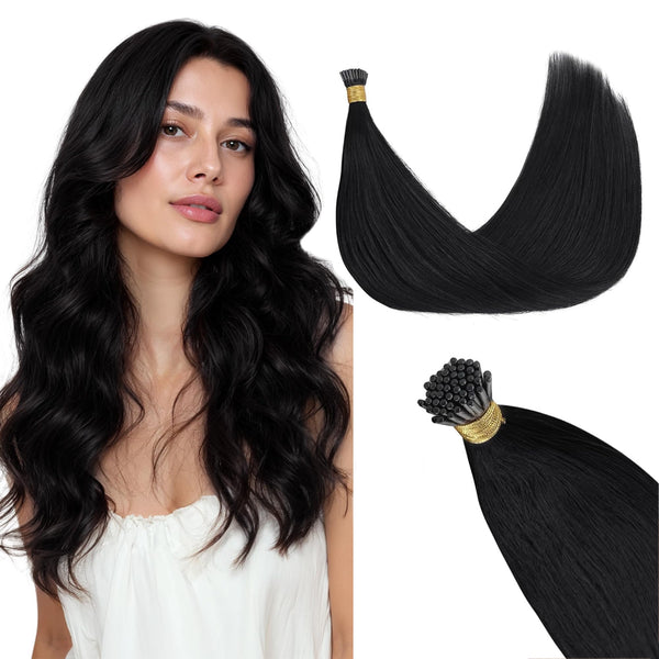 GOO GOO I Tip Hair Extensions Real Human Hair, 14Inch 50G 100S, Cold Fusion I Tip Hair Extensions, Invisible Remy Hair Extensions, 17/22/60