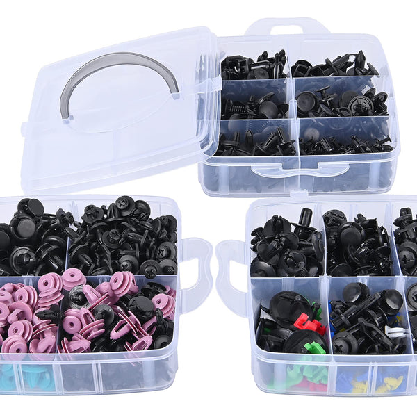 GOOACC 725Pcs Car Push Retainer Clips & Auto Fasteners Assortment -23 Most Popular Sizes Nylon Bumper Fender Rivets with 10 Cable Ties and