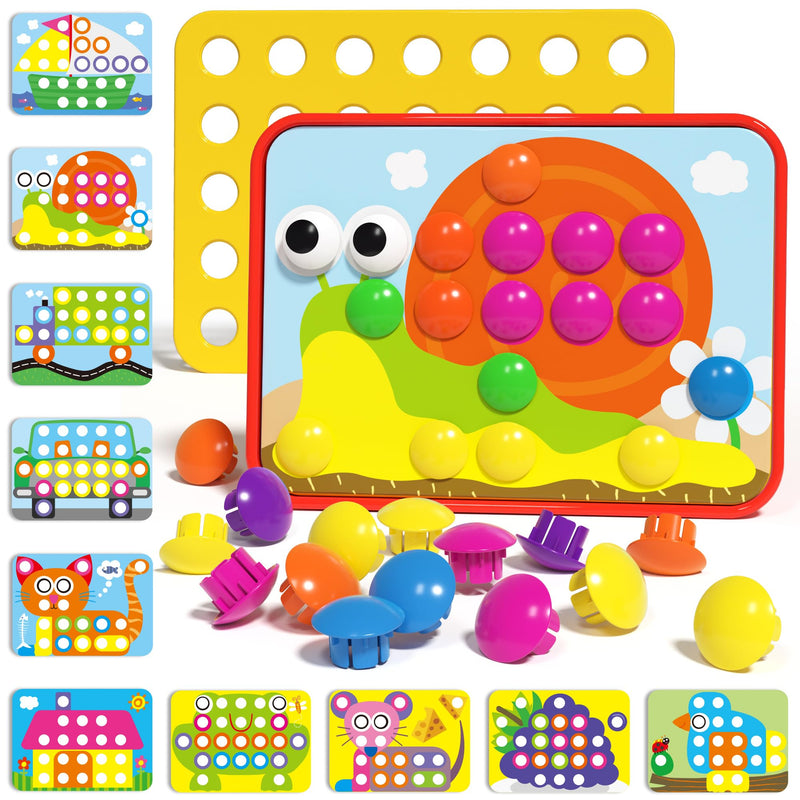 AMOSTING Matching Mosaic Pegboard â Sensory Early Educational Kids Activity, Gifts for Toddlers