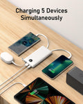VEEKTOMX Portable Charger with Built in Cables 10000Mah, USB C Power Bank with 5 Outputs and LED Display, Small & Slim Battery Pack Compatible