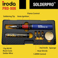 IRODA SOLDERPRO 90K Butane Soldering Iron Kit â 9 Piece Kit 3-In-1 Heat Tool (25â80W) Self-Igniting, Adjustable Flame, 17S Heat-Up, 53-Min