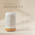 Earnest Living Essential Oil Diffuser White Ceramic Diffuser 100 Ml Timers Night Lights and Auto off Function Home Office Humidifier Aromatherapy
