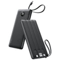VRURC Portable Charger with Built in Cables, 10000Mah Travel Essentials Power Bank, 5 Output 2 Input LED Display External Battery Pack Compatible