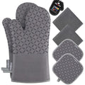 KEGOUU Oven Mitts and Pot Holders 6pcs Set, Kitchen Oven Glove High Heat Resistant 500 Degree Extra Long Oven Mitts and Potholder with Non-Slip
