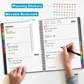 Dunwell Large Planner 2025-2026 Academic Year, 8.5 X 11 Daily Planner July 2025 - June 2026, Black Calendar Book with Colorful Tabs, Bookmark,