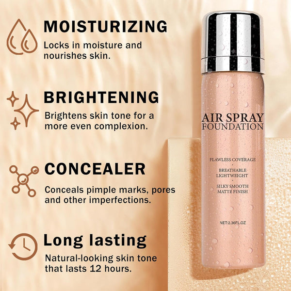 Air Brush Makeup Foundation,Flawless Airbrush Foundation for Older Women,Teenagers,Middle-Aged and Mature Skin,Buildable Coverage with Anti-Aging