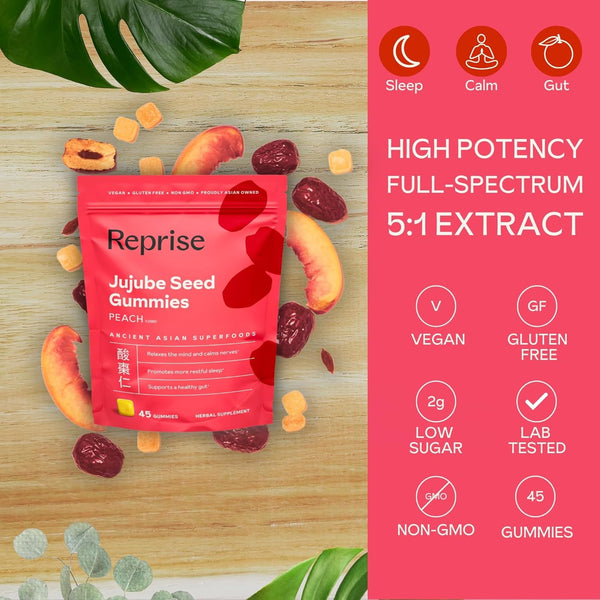 Jujube Seeds in Daily Gummies, 300 Mg Full-Spectrum Jujube Seeds, Supports Relaxation & Restful Sleep, 100% Plant Based Vegan & Gelatin Free,