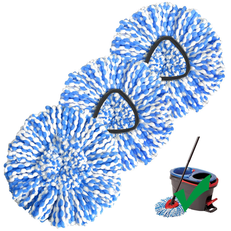 Mop Head Replacement, 3 Pack Spin Mop Refill Replace Head Compatible Rinseclean 2-Tank System, Microfiber Machine Washable