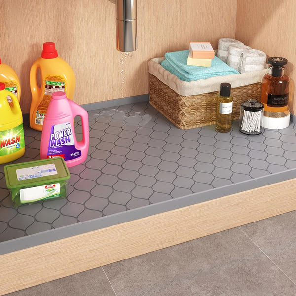 Silicone under Sink Mat 34" X 22", Kitchen Essentials and Gadgets, Shelf Liner and Cabinet Protector, Home Organizers and Storage, Waterproof