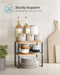 SONGMICS Cabinet Organizer Shelf, Set of 2 Kitchen Counter Shelves, Kitchen Storage, Spice Rack, Stackable, Expandable, Metal and Engineered Wood,