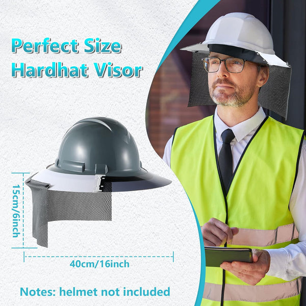 Feekoon Reusable Hard Hat Visor, with Neck Protector Breathable Shade Net Full Brim Hard Hat Sun Shade, Sun Protection Helmet Sun Shade,