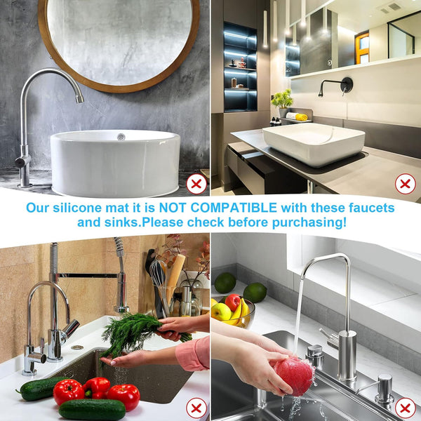 Derlights 30 Inch Sink Splash Guard Mat,Silicone Faucet Handle Drip Catcher Tray, Longer Silicone Sink Mat for Kitchenbathroom, Drip Protector