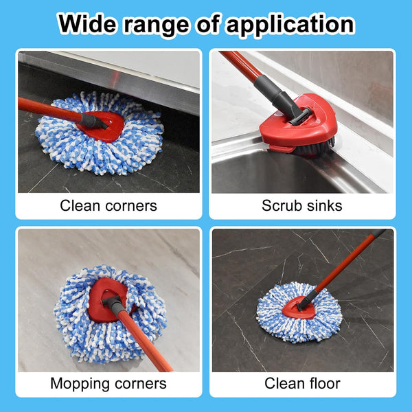 Spin Mop Head Replacement,Iron Spin Handle,Brush and Base Compatible with O Cedar Easywring 1 Tank System,Microfiber Mop Refills and 30-58" Handle