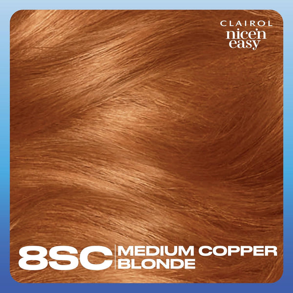Clairol Nice'N Easy Permanent Hair Dye, 8SC Medium Copper Blonde Hair Color, Pack of 3