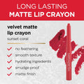 Mirabella Velvet Matte Lip Crayon - Long Lasting Lipstick Crayon & Lip Liner - Retractable, Highly Pigmented Lip Tint & Moisturizing Antioxidant