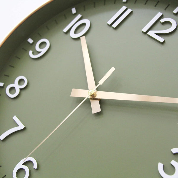 HZDHCLH Wall Clocks Battery Operated,12 inch Silent Non Ticking Modern Wall Clock for Living Room Bedroom Kitchen Office Classroom Decor (Olive