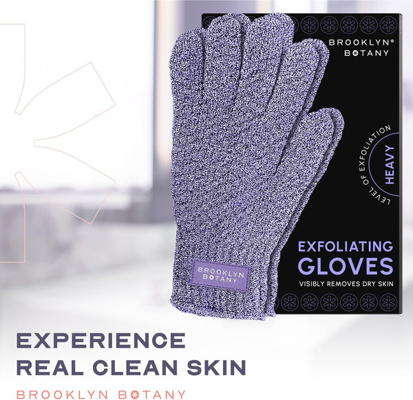 Brooklyn Botany Exfoliating Gloves for Bath and Shower â Heavy Duty Exfoliating Body Scrubber for Massage and Dead Skin Remover for Body â 2 Pairs
