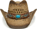 Cowgirl Hats for Women Straw Cowboy Hat Western Beach Sun Hat with Shapeable Brim for Coastal Cowgirl
