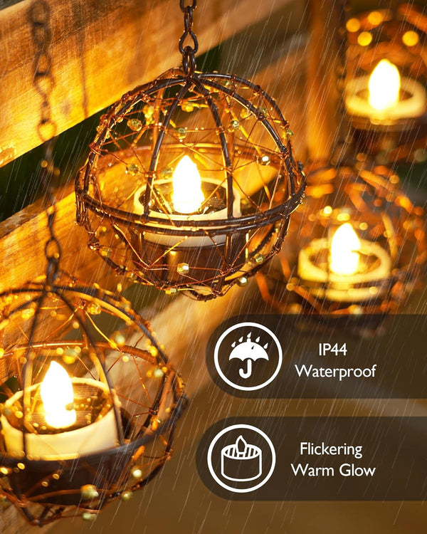 Homemory Solar Tea Lights Outdoor Waterproof, Dusk to Dawn Outdoor Lighting, Reusable LED Tea Light Candles for Lantern Garden Camping and Home