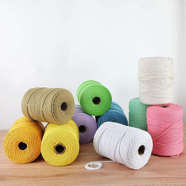 Macrame Cord 4Mm X 328Yd | 100% Natural Cotton Macrame Rope | 4 Strand Twisted Cotton Cord for DIY Crafts Knitting Plant Hangers Wedding Decor, Beige