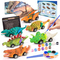 Faentwc Dinosaur Painting Toys for Kids 5-7: 2 in 1 Dino Arts Painting Kits and Pull Back Cars Toy for Boys 4 5 6 7 8 9 10 Year Old Art & Craft
