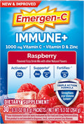 Emergen-C Immune+ Triple Action Immune Support Powder, Betavia (R), 1000Mg Vitamin C, B Vitamins, Vitamin D and Antioxidants, Raspberry â 30 Count