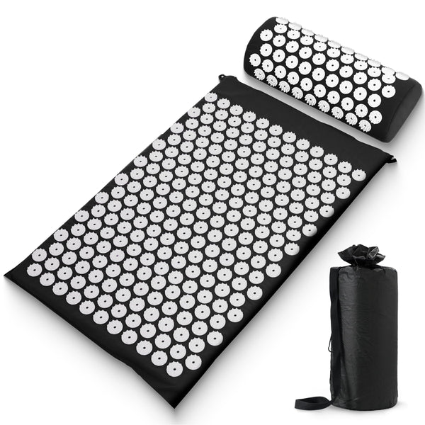 Sharper Image® Acupressure Mat & Pillow Set with Travel Bag for Full Body Muscle Recovery & Relaxation, Stress & Anxiety Relief, Back Neck Shoulder Pain Relief| Portable Travel Massage Tool Gift