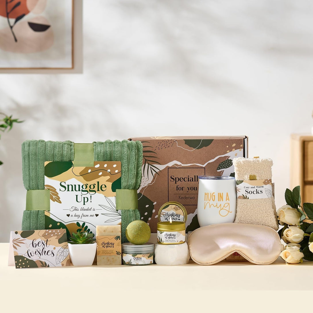 Self Care Gifts for Women Get Well Soon Basket, Thinking of You Gifts with Tumbler and Relaxing Spa Bathcomb for Mom Wife Best Friends