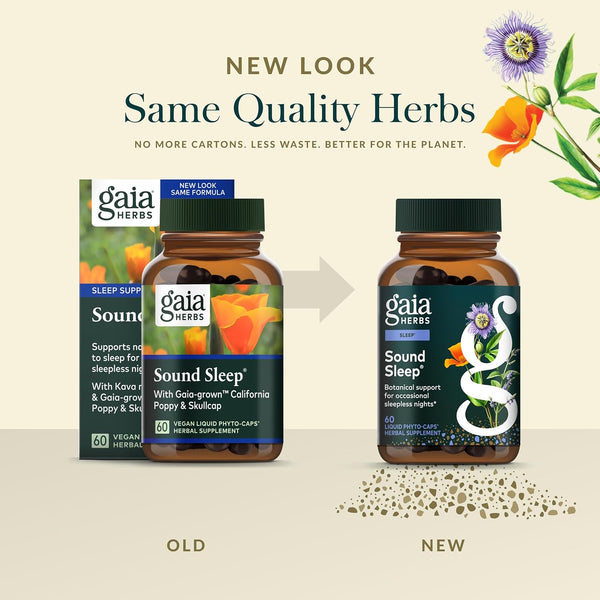 Gaia Herbs Sound Sleep - Natural Sleep Support to Promote Calm & Relaxation - with Valerian Root, Passionflower & More - 60 Vegan Liquid