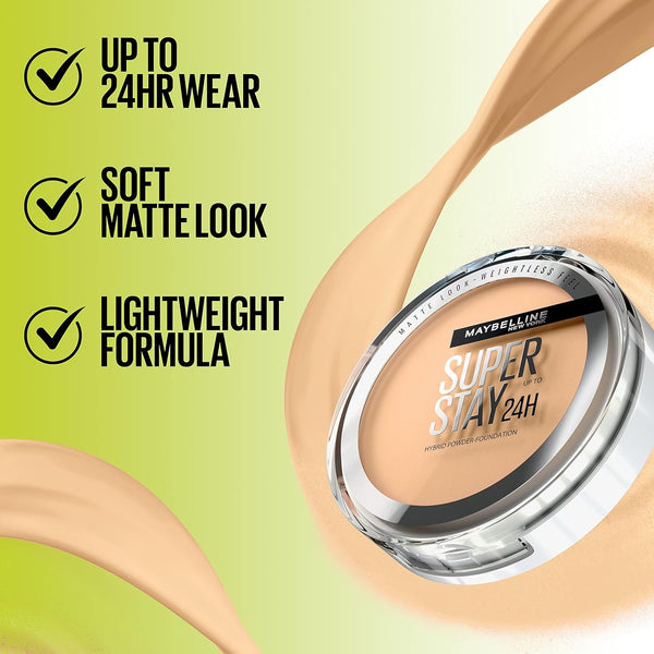 Maybelline Super Stay up to 24HR Hybrid Powder-Foundation, Medium-To-Full Coverage Makeup, Matte Finish, 312, 1 Count