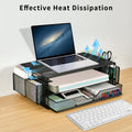 AUPSEN 2 Tier Computer Monitor Stands with Drawer and 2 Pencil Holder, Metal Monitor Stand Monitor Riser, Computer Desk Organizer and Accessories