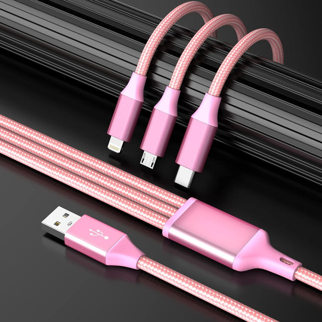 IDISON Multi Charging Cable(2Pack 4FT), 3 in 1 Charging Cable Nylon Braided USB Multi Charger Cable Universal USB Cable 