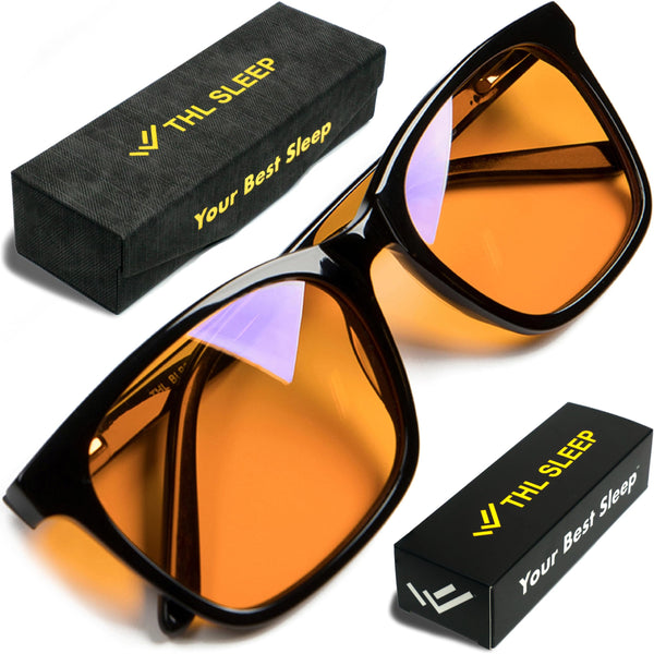 XL Orange Blue Light Blocking Glasses for Better Sleep - 99.5% Premium Acetate Computer Migraine Glasses for Men - Amber Tint Gaming Glasses - TV