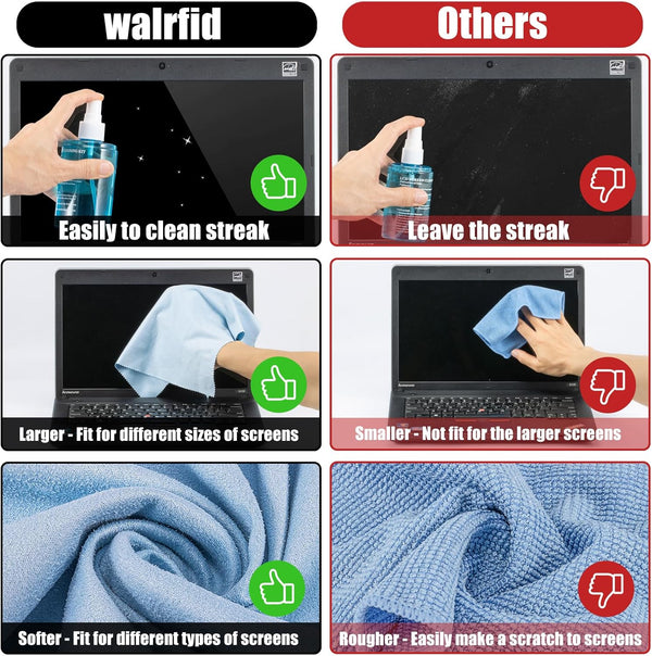 Car Screen Cleaner Spray, Walrfid TV Computer Laptop Touchscreen Mist Cleaning Kit Wipe for CD Disc DVD VCD, Electronic Cell Phone Ipad Iphone