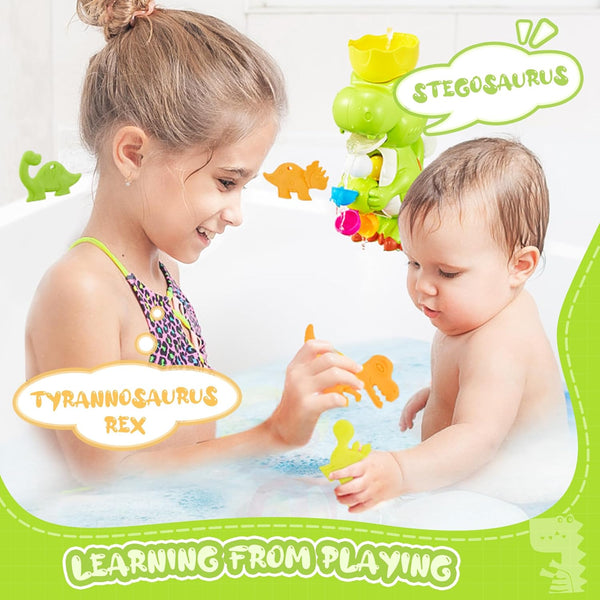 EKUEASYKU Dinosaur Bath Toys for Kids Ages 1-3 2-4 4-8 Toddler Bath Toys Whirling Waterfall Water Toys Fishing Games Bathtub Bath Time Tub Toys