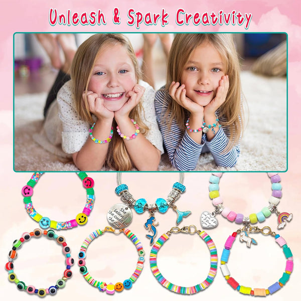 Leitait Girls Toys Bracelet Making Kit -3400Pcs Charm Jewelry Making Kit Supplies,Unicorn/Mermaid Crafts Birthday Christmas Gifts for Girls Ages 5