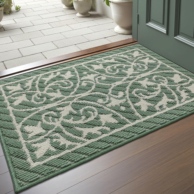 DEXI Front Door Mat Entryway, inside Entrance Doormat, Non Slip Washable Entry Mats, 19.5X31.5,Dark Sea Green