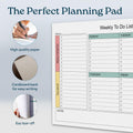 Large Weekly Planning Pad and Matching Notepad, 52 Letter Size Tear-Off Sheets, 8.5' X 11' Undated Weekly Desk Planner Pad, Daily Schedule, to Do