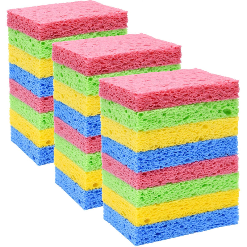 Yoleshy 24 Pack Kitchen Sponges Natural Cellulose Compressed Sponges for Cleaning Reusable Dish Sponges Kitchen Non-Scratch DIY for Kids