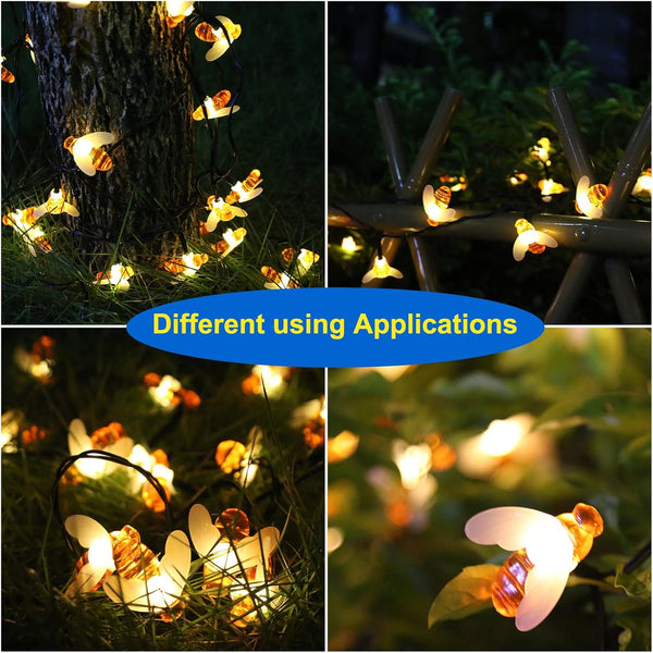 Solar Bee Light String, 14.7Ft 2 Modes Copper Wire Outdoor Bee Light String, 30 Leds for Indoor and Outdoor Yard Decoration, Party Wedding