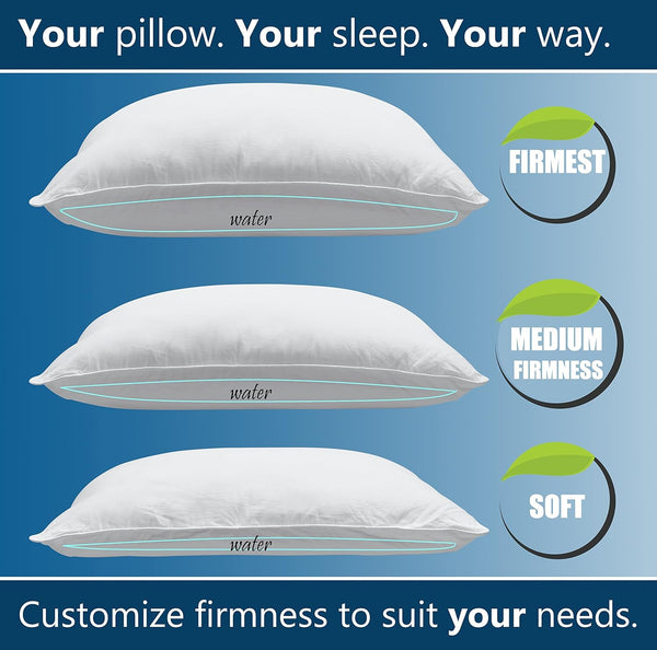 MODERNJOE'S Luxurious Queen Size Water Pillow (20X28), Adjustable Waterbase Pillow (Fiber Fill)