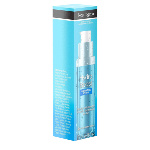 Neutrogena Hydro Boost Hydrating Hyaluronic Acid Serum, Oil-Free and Non-Comedogenic Face Serum Formula for Glowing Complexion, Oil-Free &