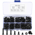 M4 Flat Head Machine Screws and Nuts Kit, 275 Pcs Black Countersunk Head Phillips Screws Bolts Hex Nuts Assortment Kit - M4 X 6Mm/ 10Mm/ 12Mm/
