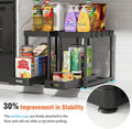 2PC under Sink Organizer Rack 2 Tier under Sliding Cabinet Basket Organizer Drawer with 4 Hooks, Multi-Purpose under Sink Storage for Bathroom